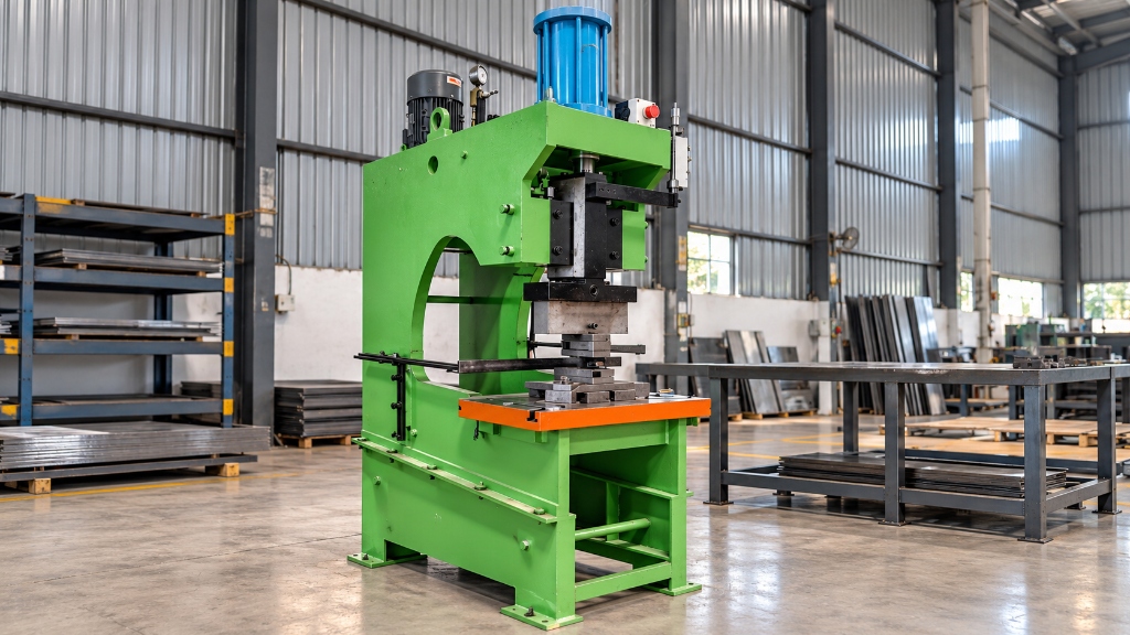 Heavy-Duty Green C-Frame Hydraulic Power Press and Punching Machine at SKS Pune Facility